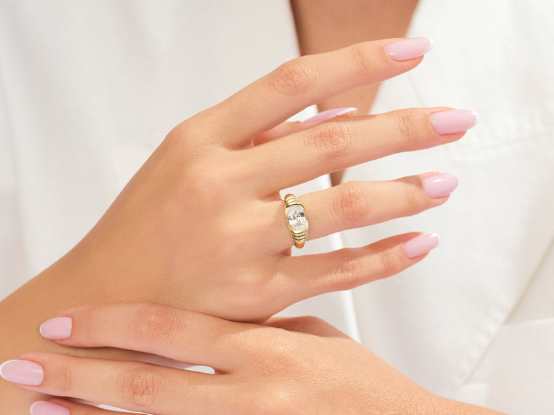 Bold Oval Cut Promise Ring