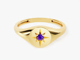 Amethyst Signet Ring in 14K Solid Gold