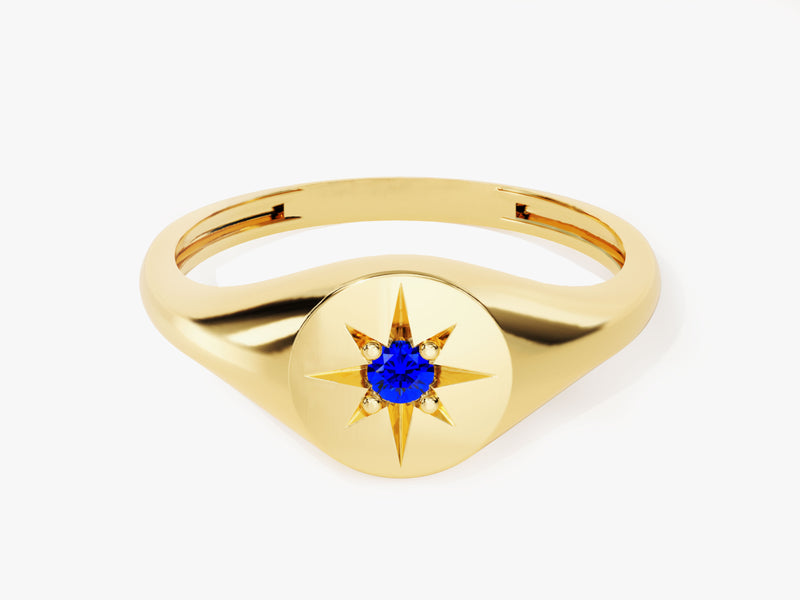 Sapphire Signet Ring in 14K Solid Gold