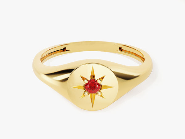 Ruby Signet Ring in 14K Solid Gold
