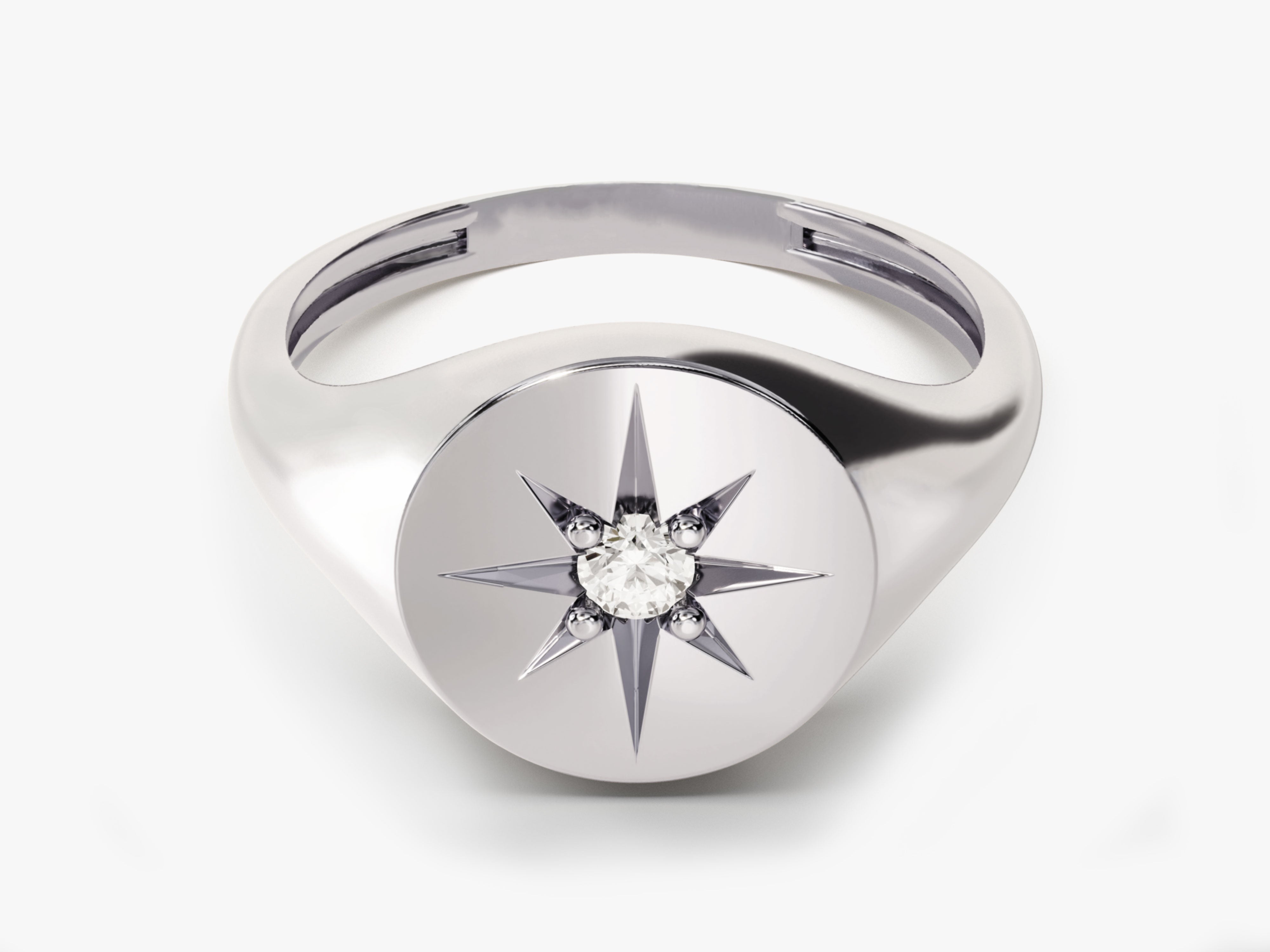 Diamond star signet ring for jewelry firm