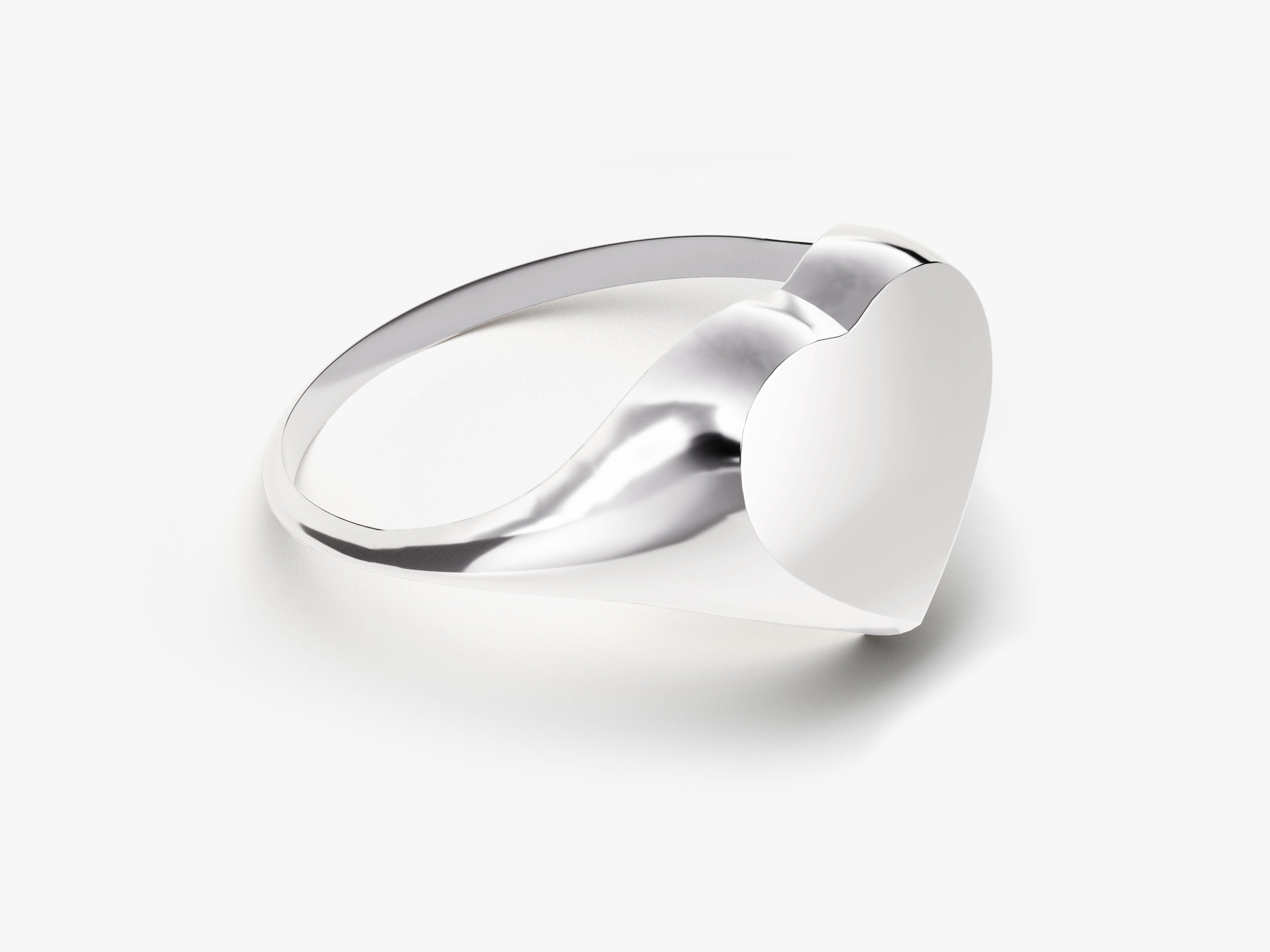 Silver heart signet ring, elegant jewelry for her