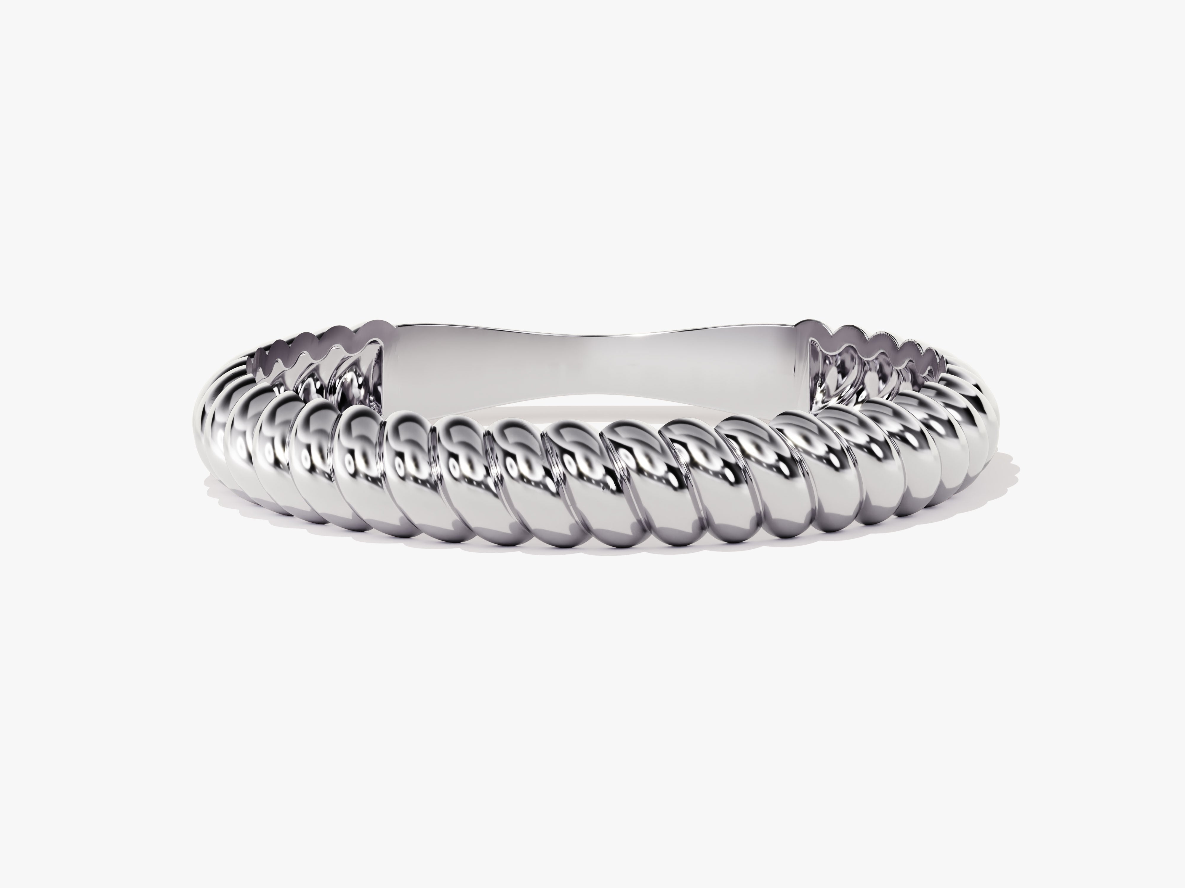 Silver twisted band ring, elegant jewelry for women