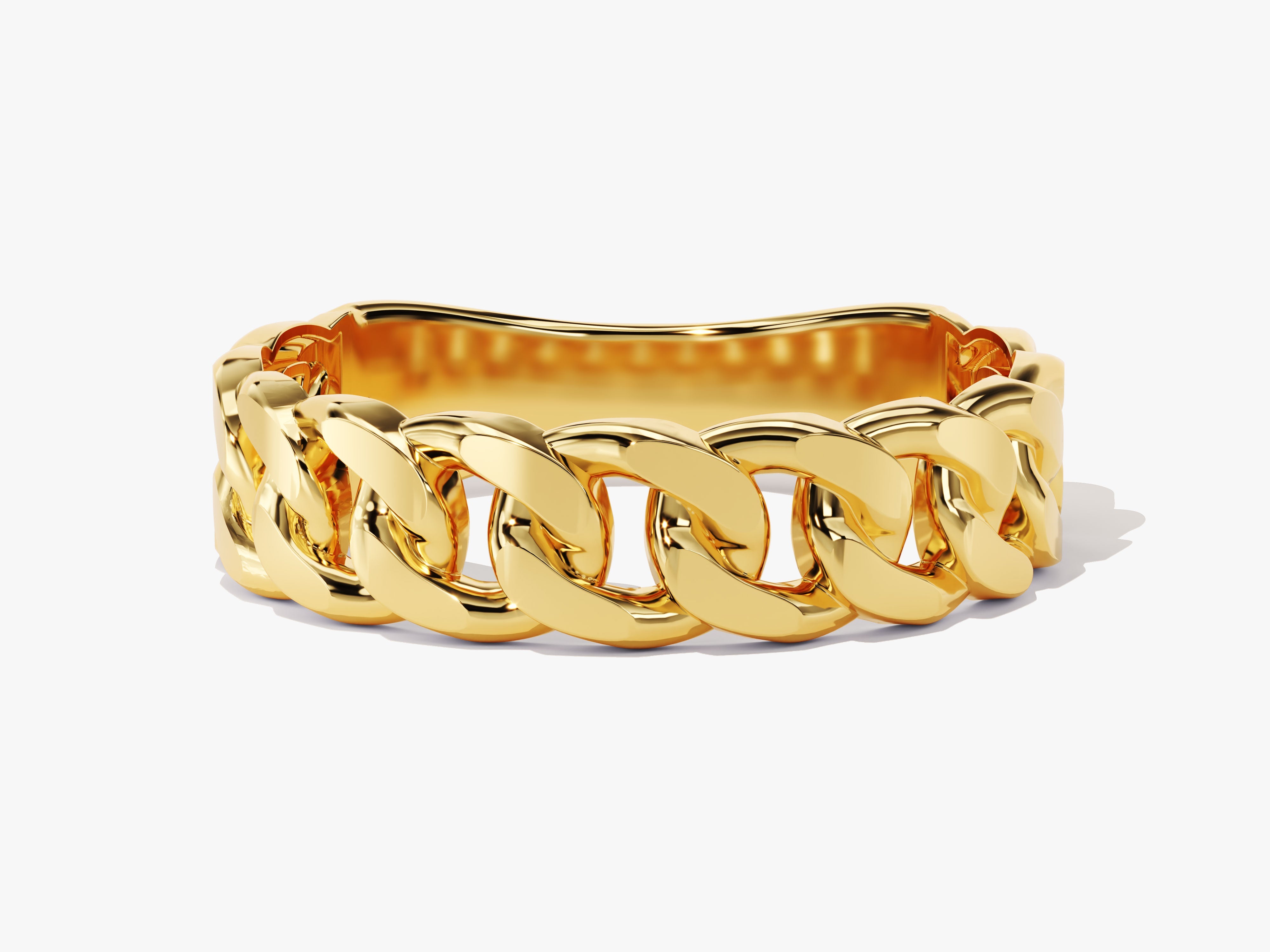 Gold curb chain ring, luxury jewelry, statement ring