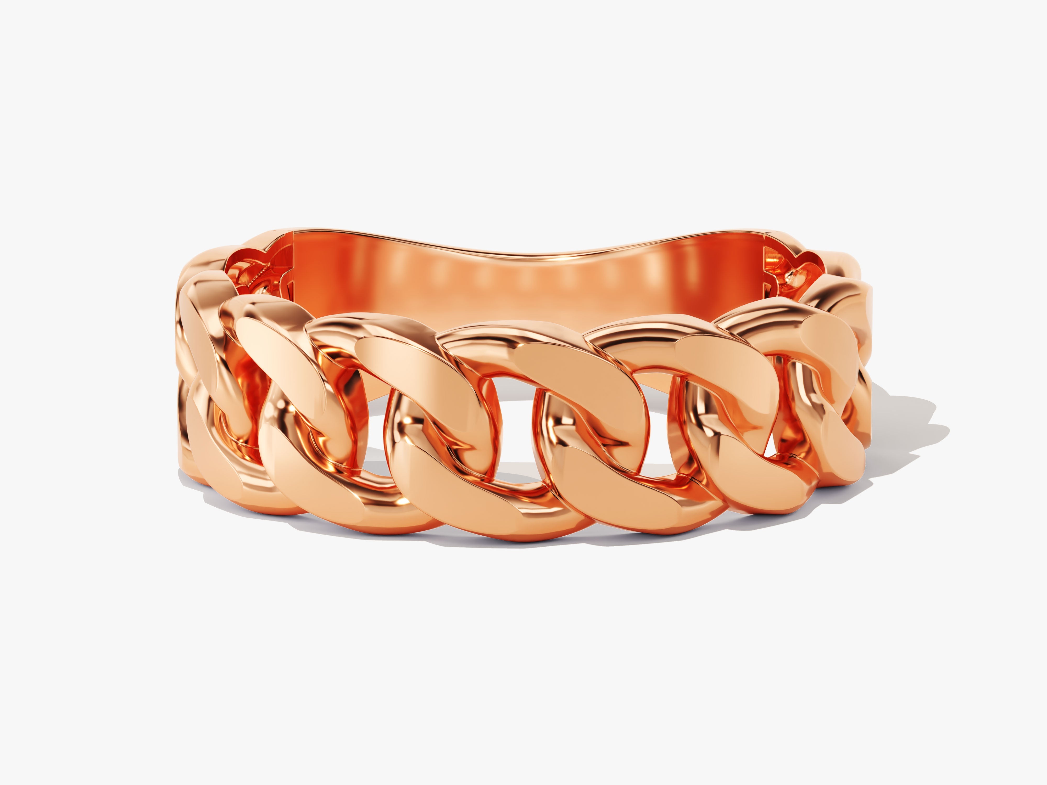 Rose gold curb chain ring for jewelry lovers