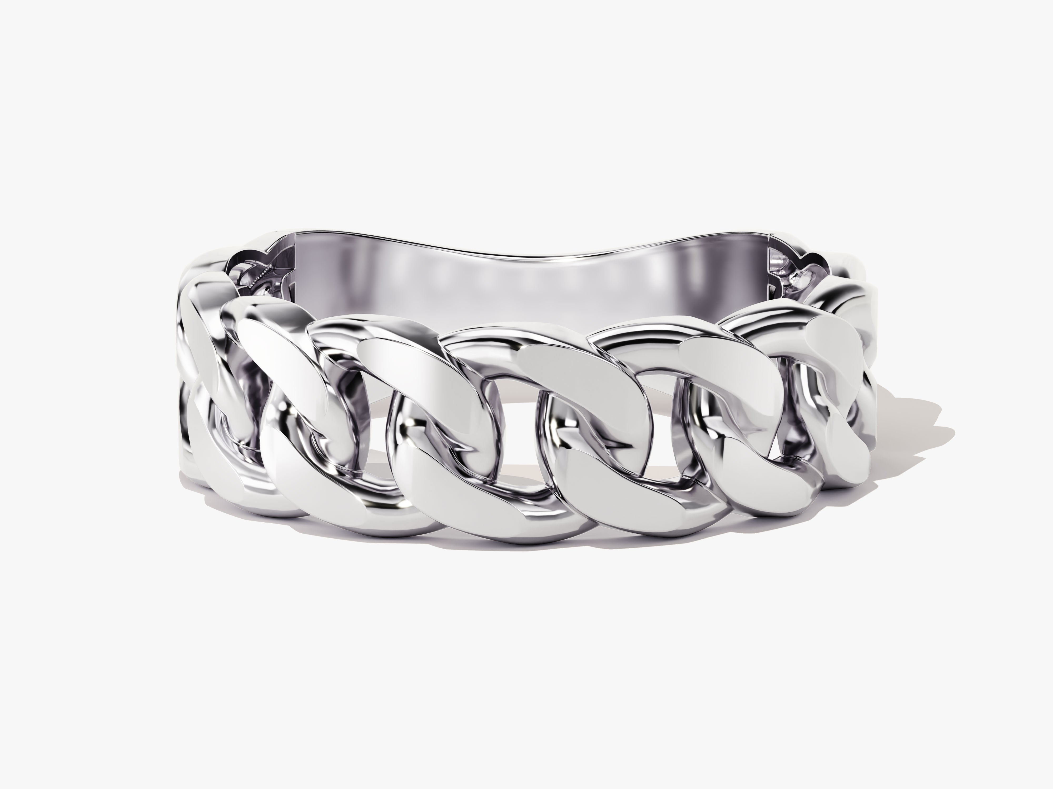 Silver curb chain ring for jewelry brand
