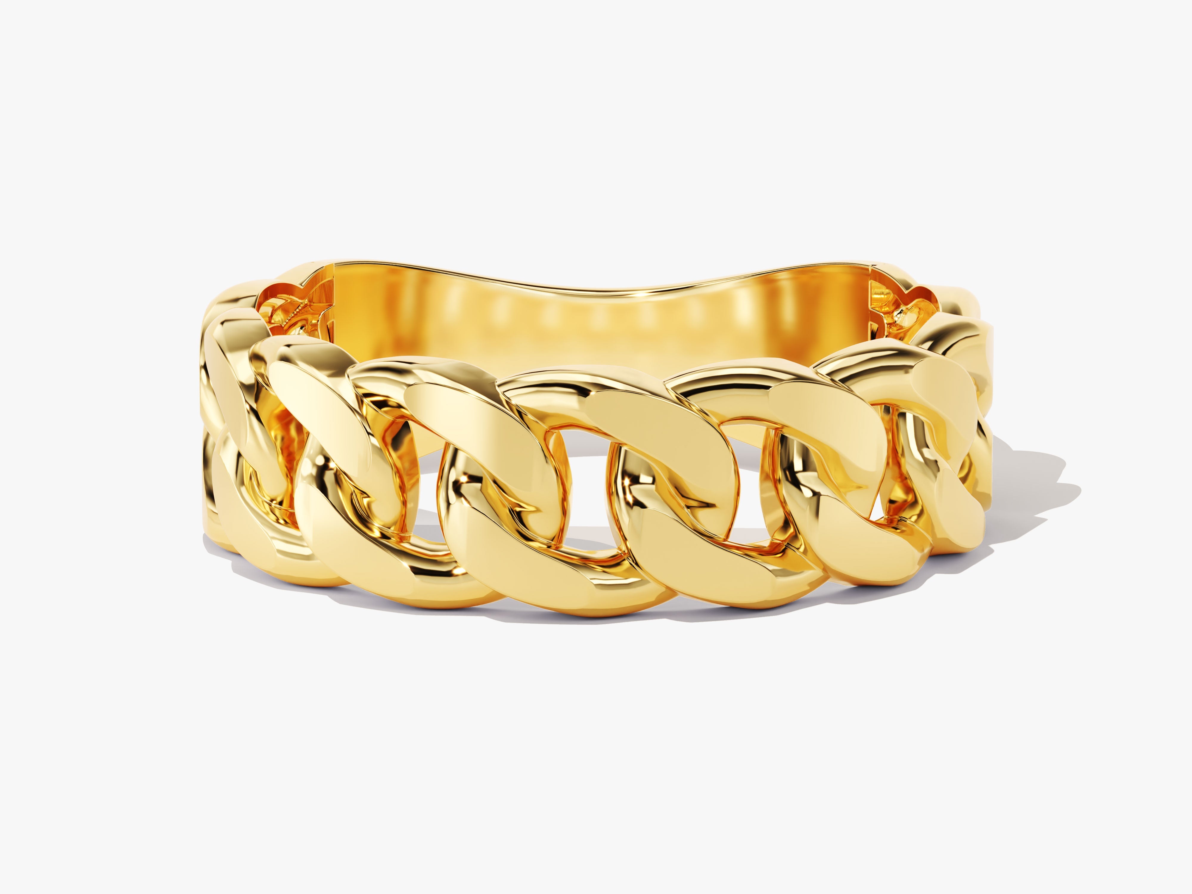Gold curb chain ring for jewelry collection