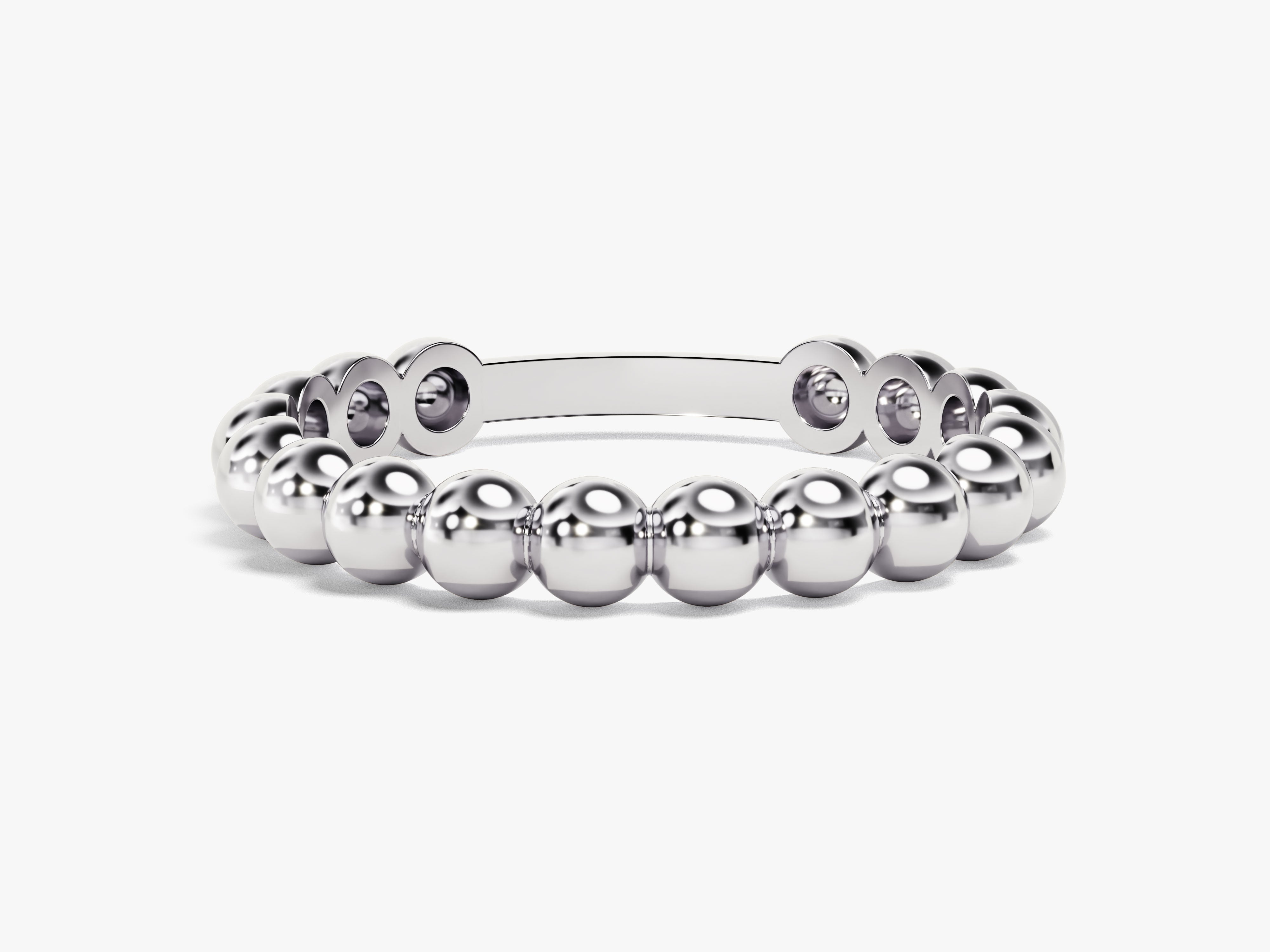 Silver beaded ring with blank plaque for engraving