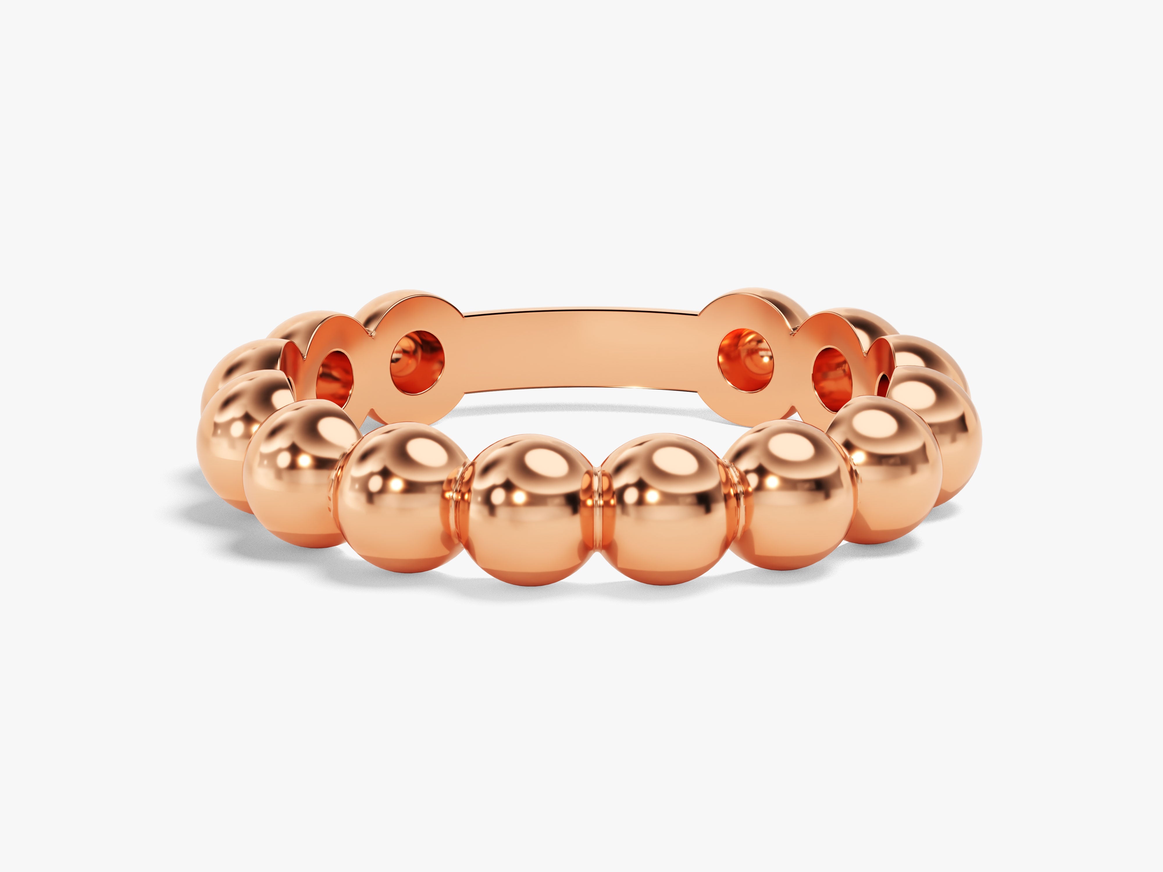 Rose gold beaded ring jewelry product photography