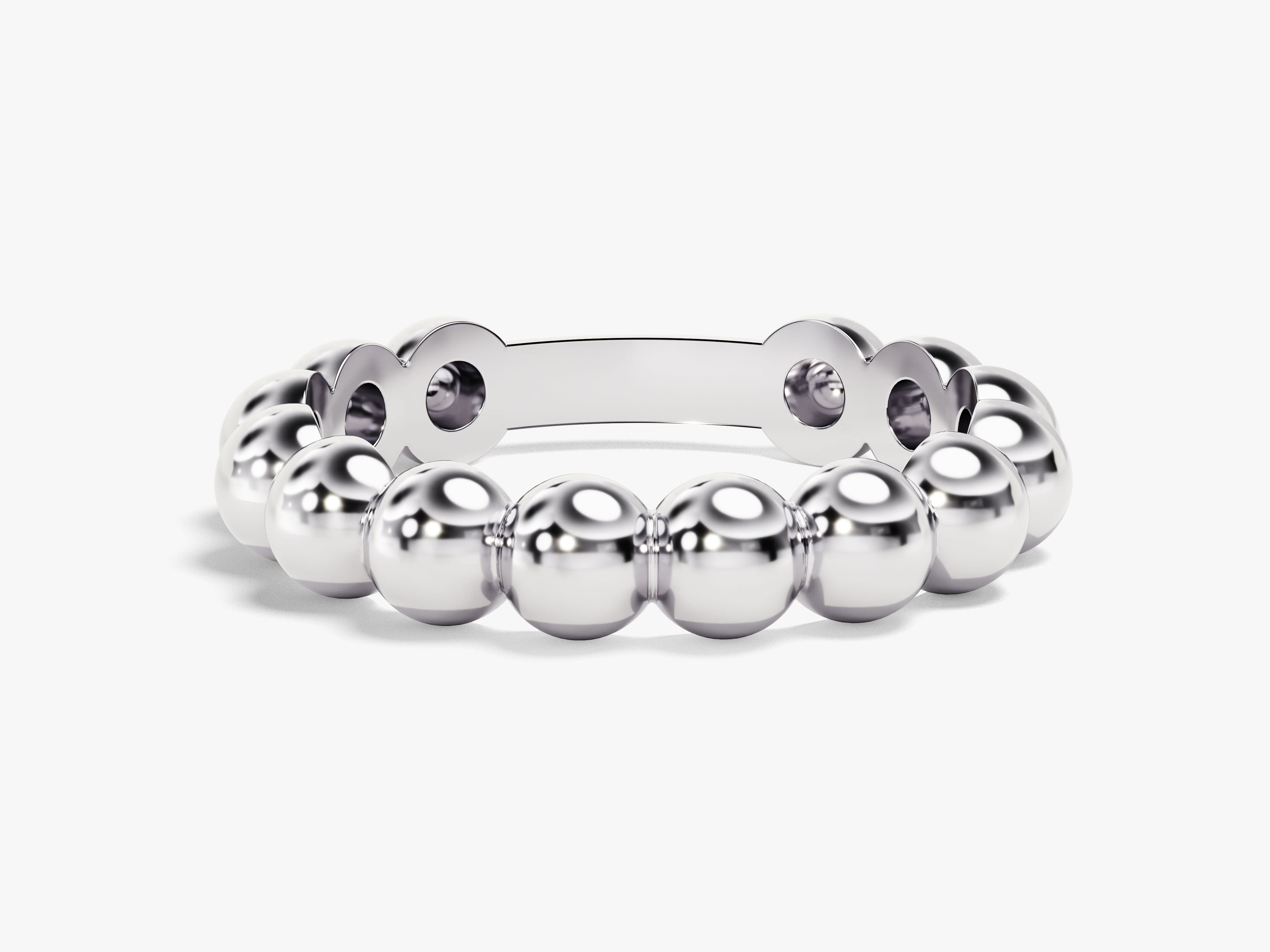 Silver beaded ring, elegant jewelry for women