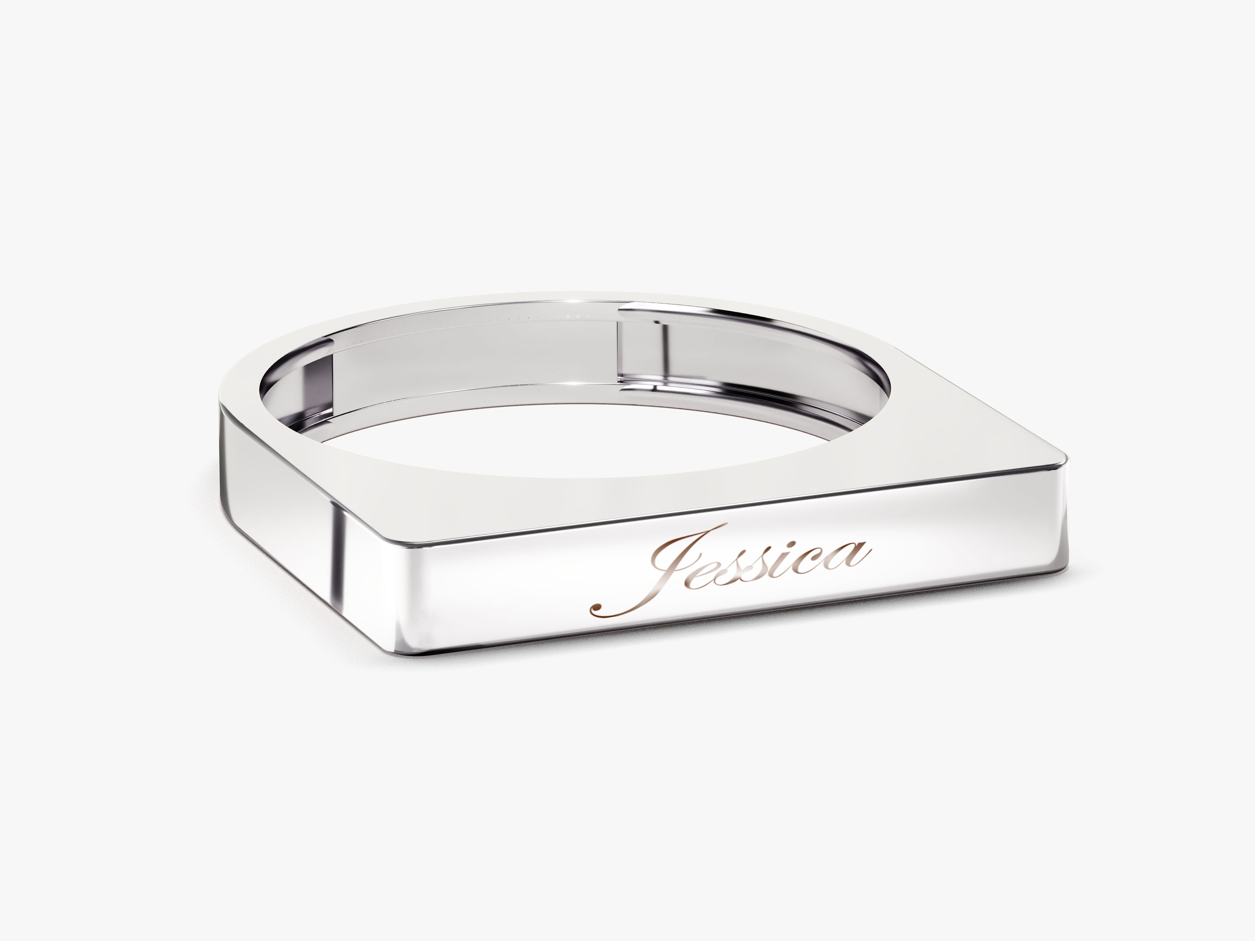Personalized silver ring with 'Jessica' engraving for jewelry lovers