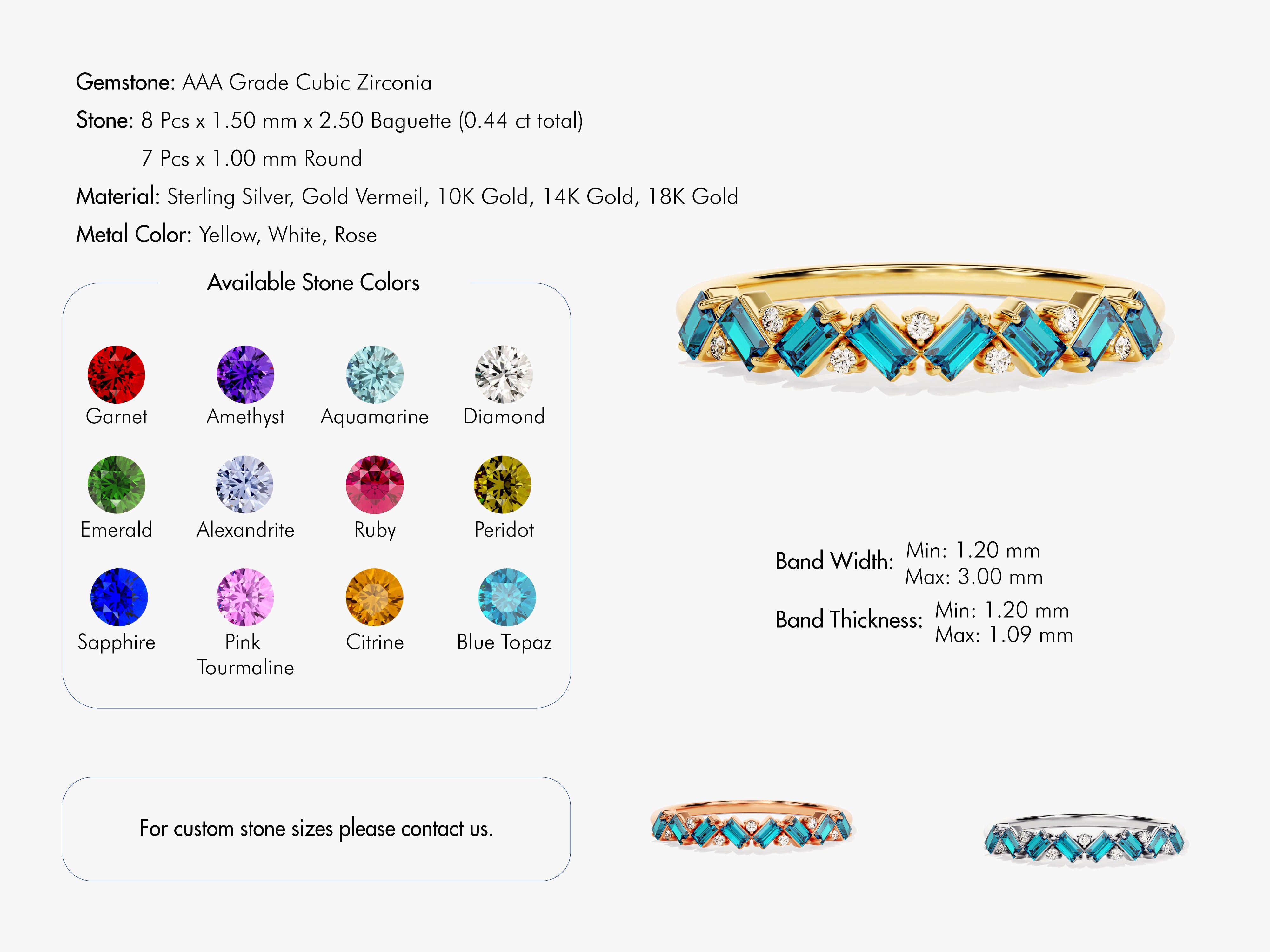 Baguette and Round Cut Citrine Ring in 14K Solid Gold