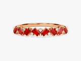 Baguette and Round Cut Ruby Ring in 14K Solid Gold