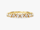 Gold ring with baguette and round diamonds