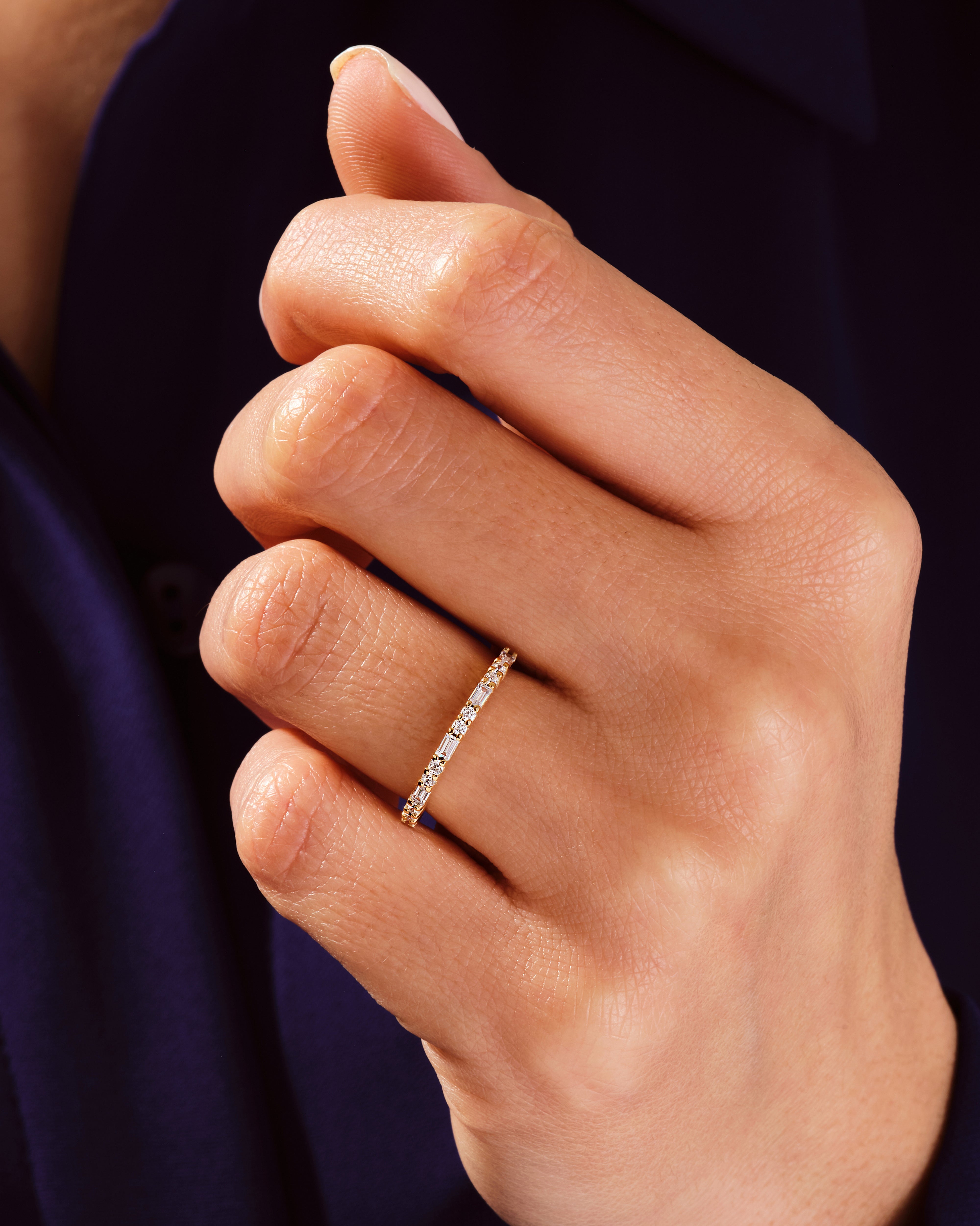 Baguette and Double Round Wedding Band