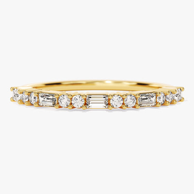 Baguette and Double Round Wedding Band
