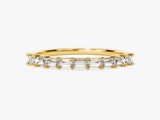 Gold band ring with baguette diamonds, fine jewelry