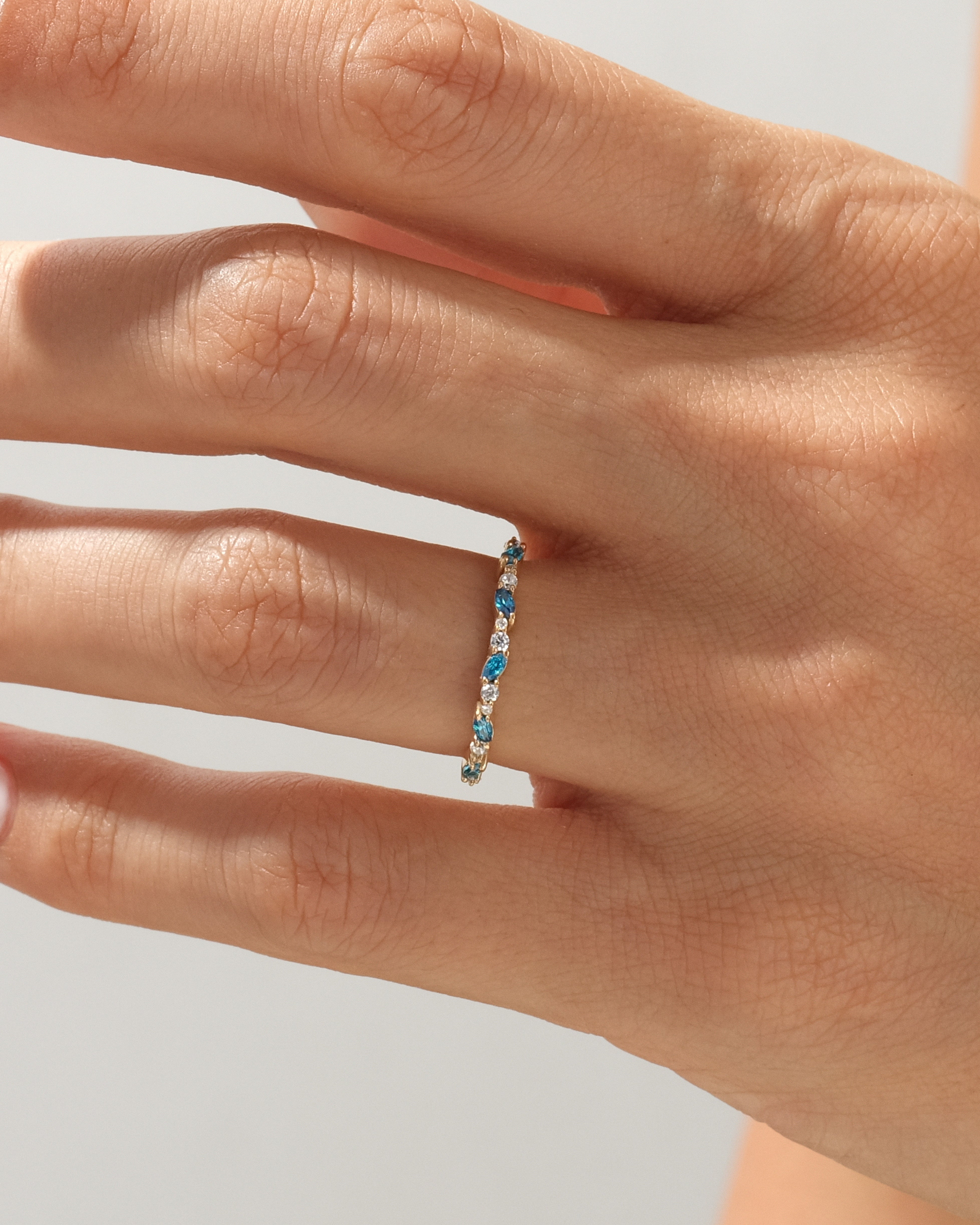 Marquise and Double Round Cut Birthstone Ring