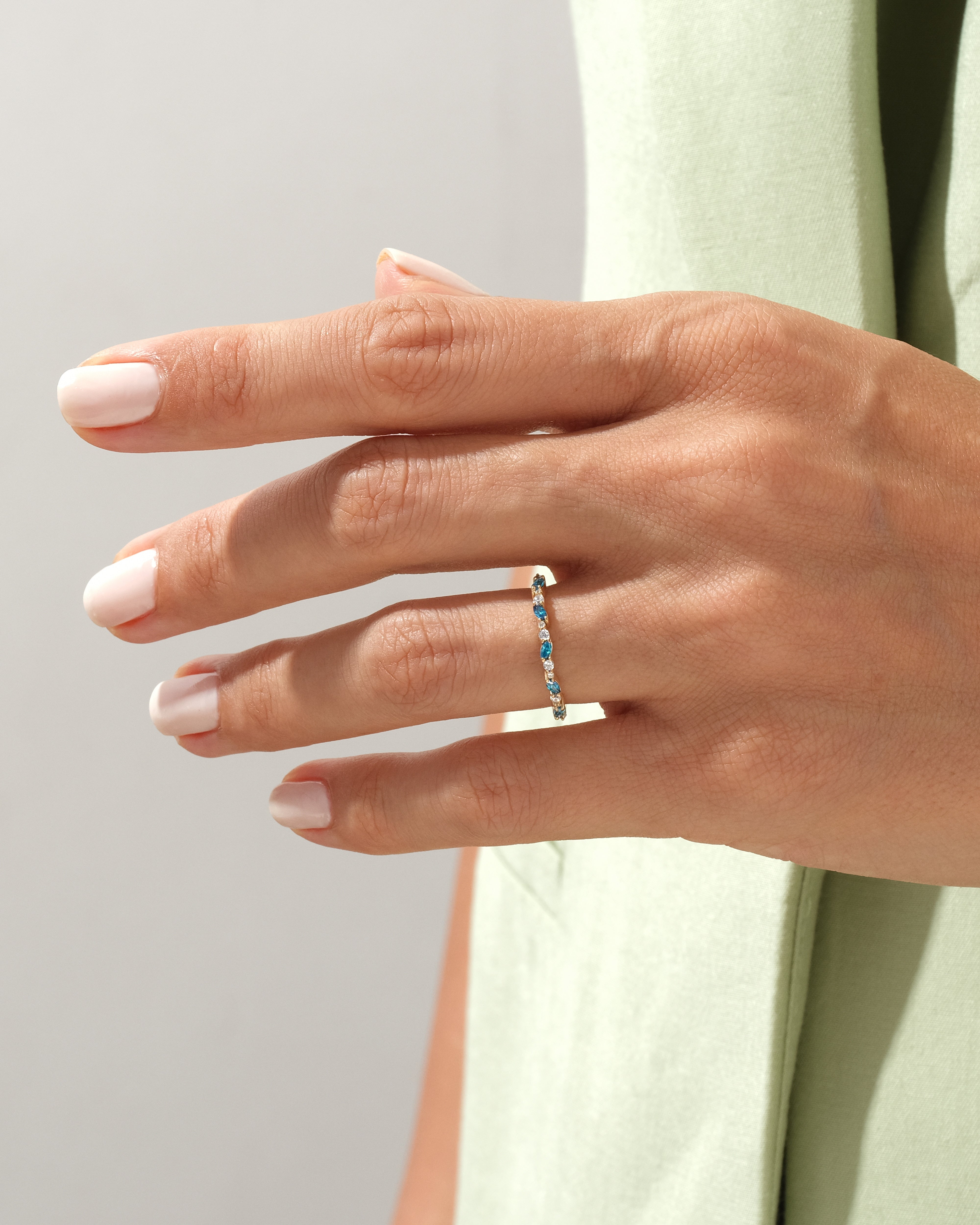 Marquise and Double Round Cut Birthstone Ring