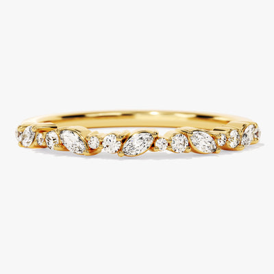 Marquise and Double Round Half Eternity Wedding Band