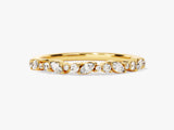 Gold ring with alternating marquise and round diamonds