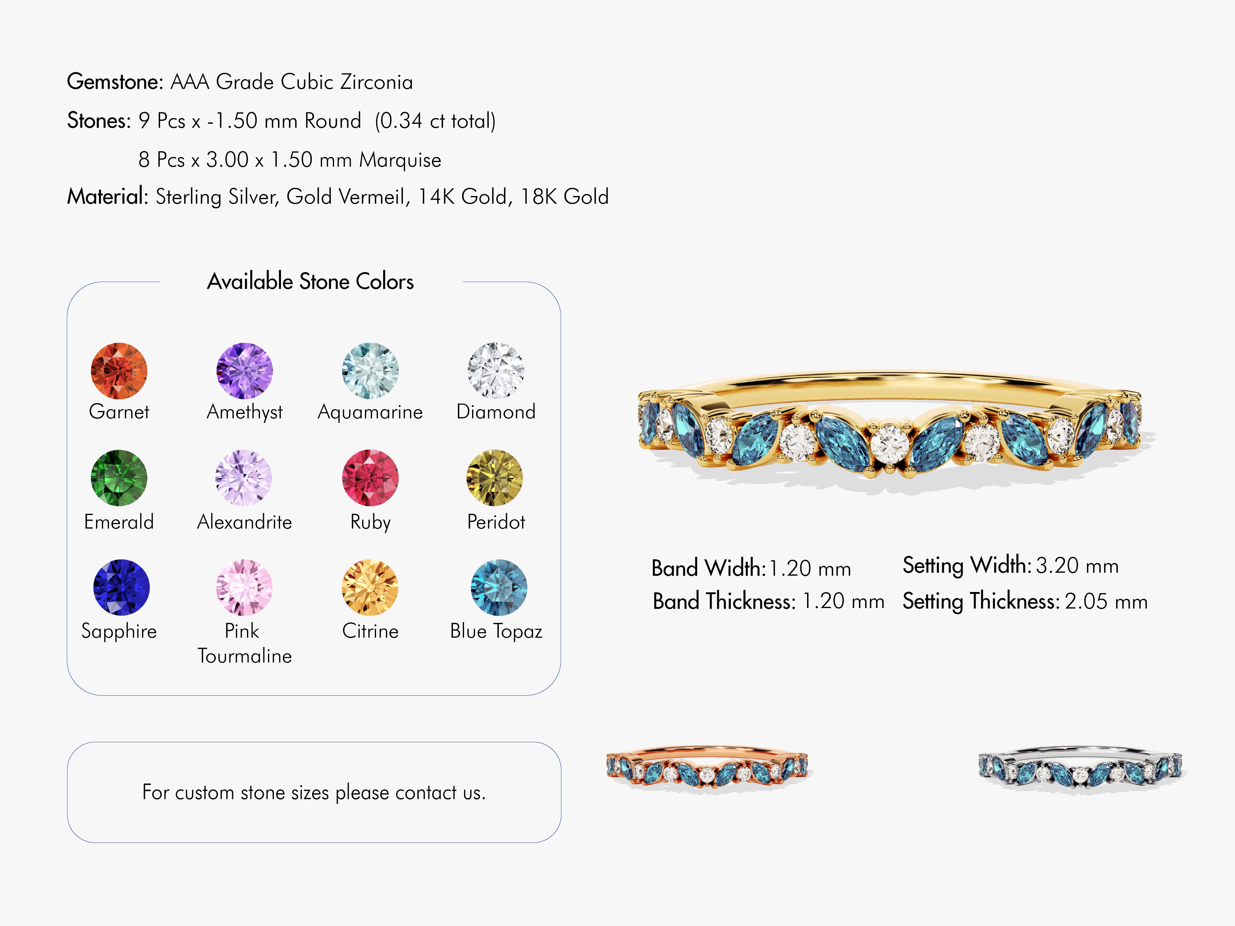 Marquise and Round Cut Birthstone Ring