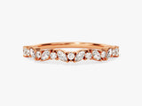 Rose gold marquise and round diamond band ring