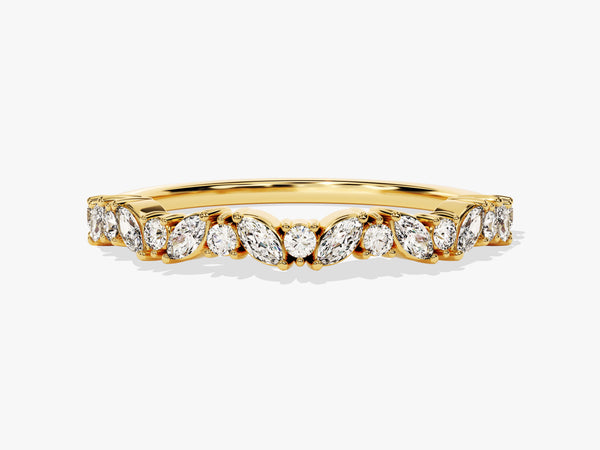 Marquise and Round Cut Diamond Birthstone Ring in 14K Solid Gold