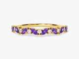 Marquise and Round Cut Amethyst Ring in 14K Solid Gold