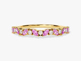 Marquise and Round Cut Pink Tourmaline Ring in 14K Solid Gold