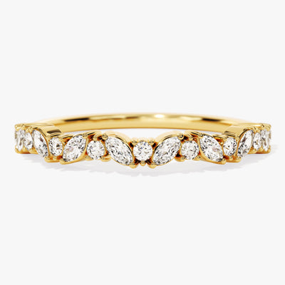 Marquise and Round Bold Wedding Band