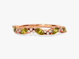 Marquise and Round Cluster Peridot Ring in 14K Solid Gold