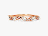 Rose gold marquise and round diamond band ring