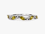 Marquise and Round Cluster Peridot Ring in 14K Solid Gold