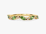 Marquise and Round Cluster Emerald Ring in 14K Solid Gold