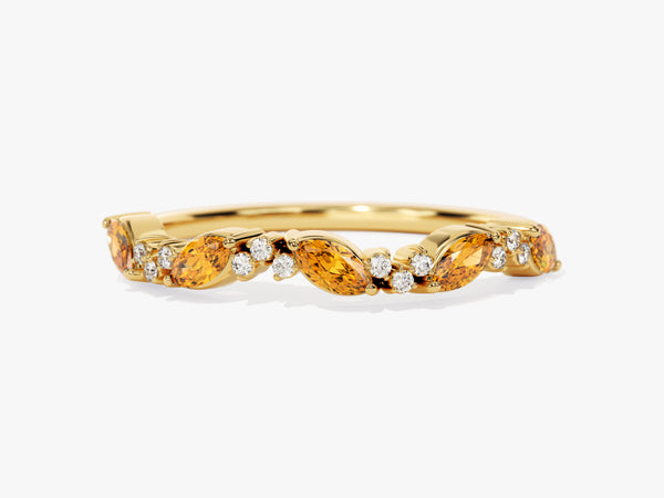 Marquise and Round Cluster Citrine Ring in 14K Solid Gold