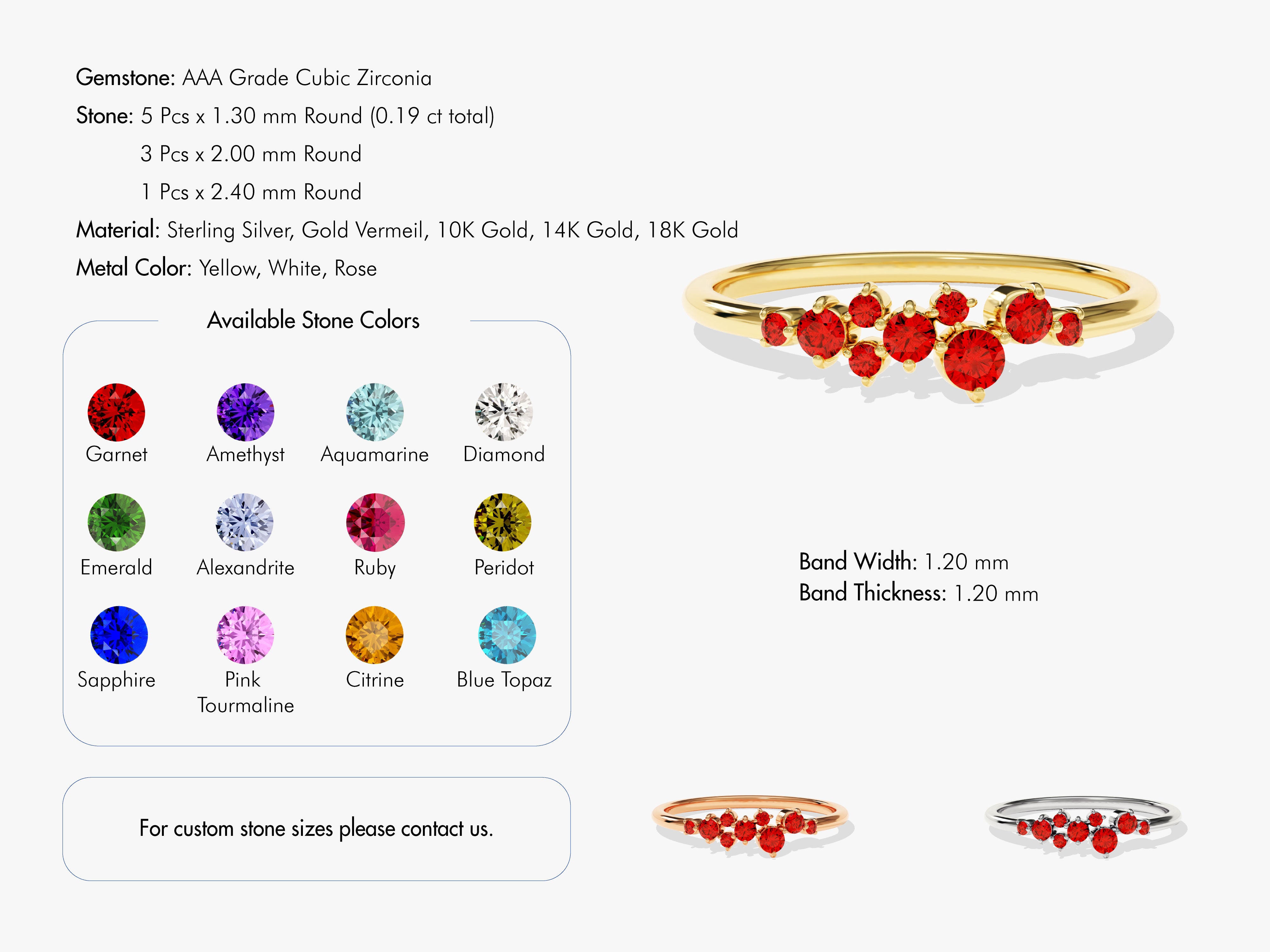 Gold ring with cluster of red cubic zirconia gemstones