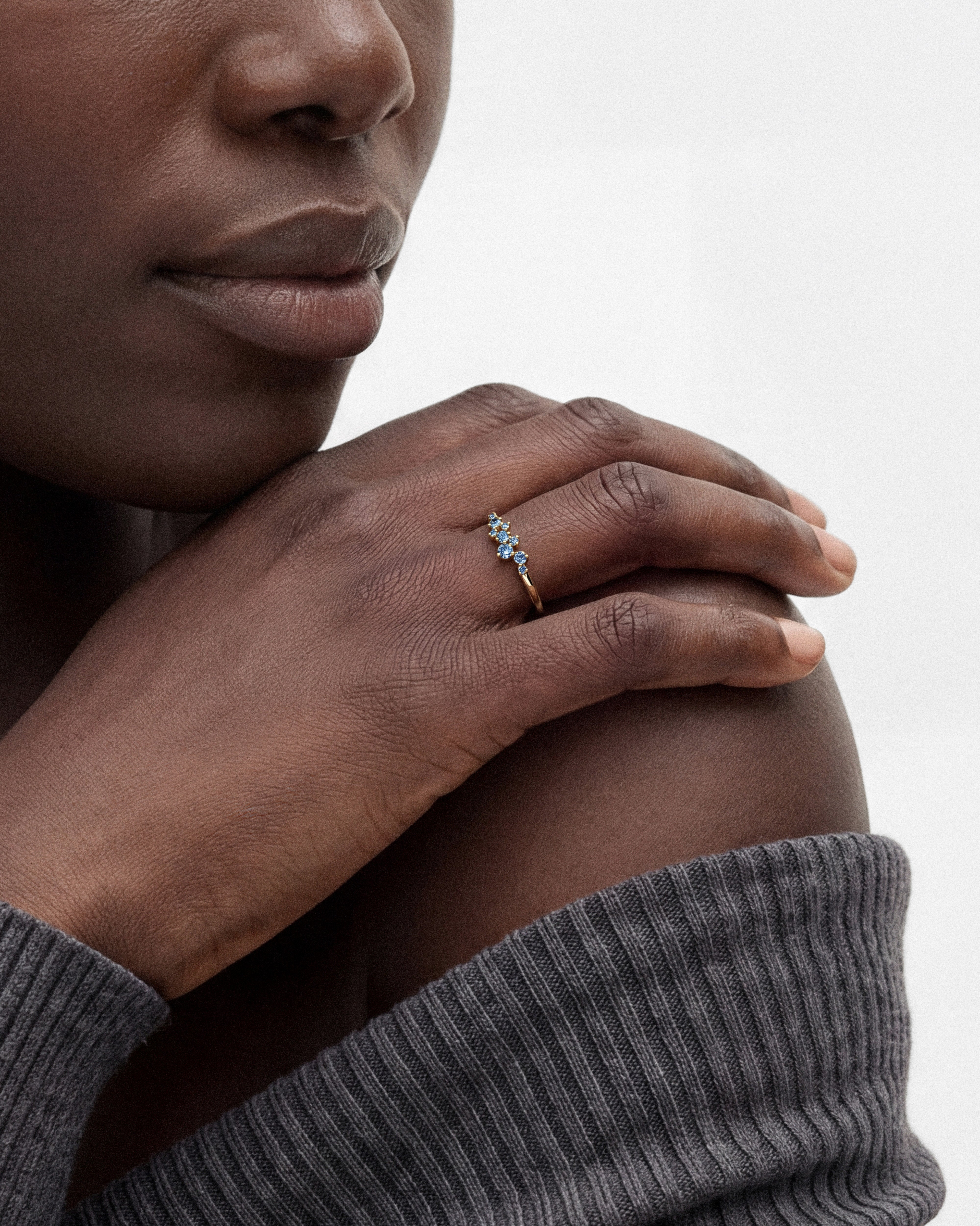 Floating Cluster Birthstone Ring