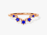 Curved Round Cut Sapphire Ring in 14K Solid Gold