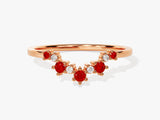 Curved Round Cut Ruby Ring in 14K Solid Gold