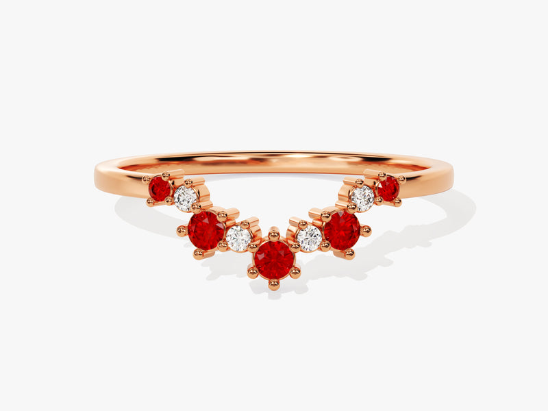 Curved Round Cut Birthstone Ring