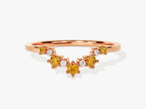 Curved Round Cut Citrine Ring in 14K Solid Gold