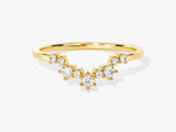 Gold curved ring with scattered diamonds, fine jewelry