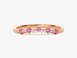 Curved Cluster Pink Tourmaline Ring in 14K Solid Gold