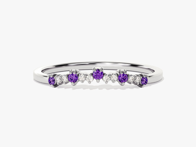 Curved Cluster Amethyst Ring in 14K Solid Gold