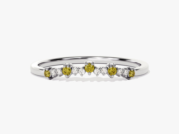 Curved Cluster Peridot Ring in 14K Solid Gold