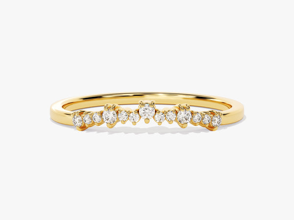 Curved Cluster Diamond Birthstone Ring in 14K Solid Gold