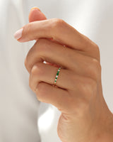 Baguette Birthstone Ring with Round Sidestones