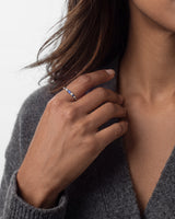 Baguette Birthstone Ring with Round Sidestones