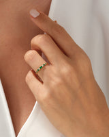 Baguette Birthstone Ring with Round Sidestones